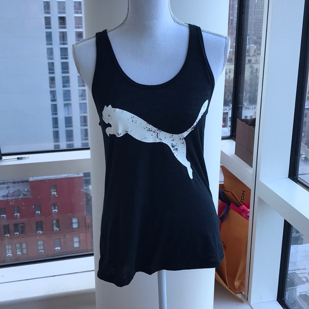 Puma Black Tank Top with White Logo